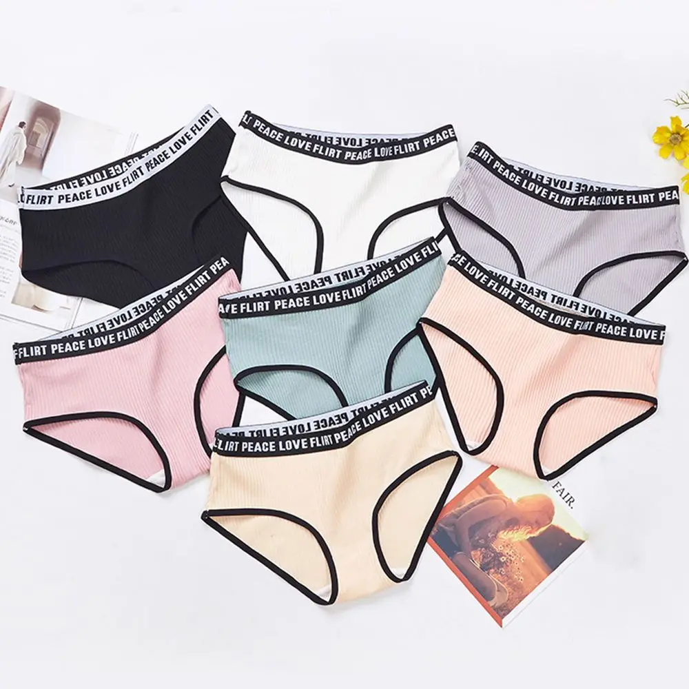 Sexy Cotton Crotch Letter Printed Underwear Panties Women's Low waist Briefs Soft Comfortable Lingerie Underwear Sports Style