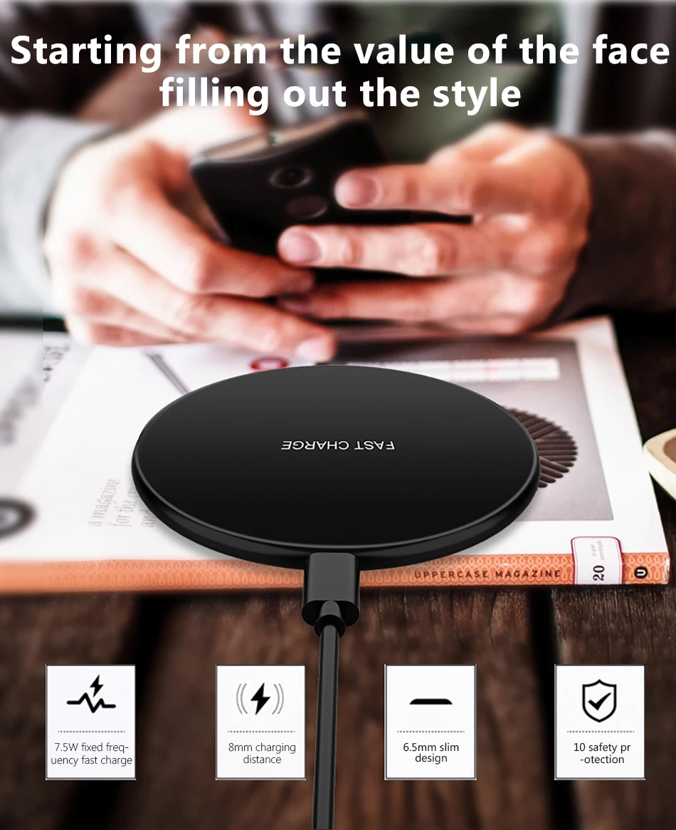 !ACCEZZ Qi Wireless Charging 7.5W 10W For Samsung Galaxy S8 S9 Plus Note 8 Universal Fast Charge For iPhone 8 Plus XS XR Charger (2)
