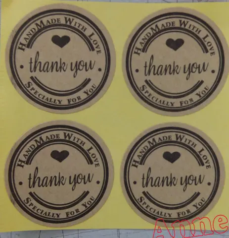Etiqueta da Etiqueta Feito à Mão Etiquetas de Papel cm para o Presente Lote Obrigado Amor Auto-adesivo Adesivos Kraft Diâmetro 3 Bolo Doces 1200 Pçs –