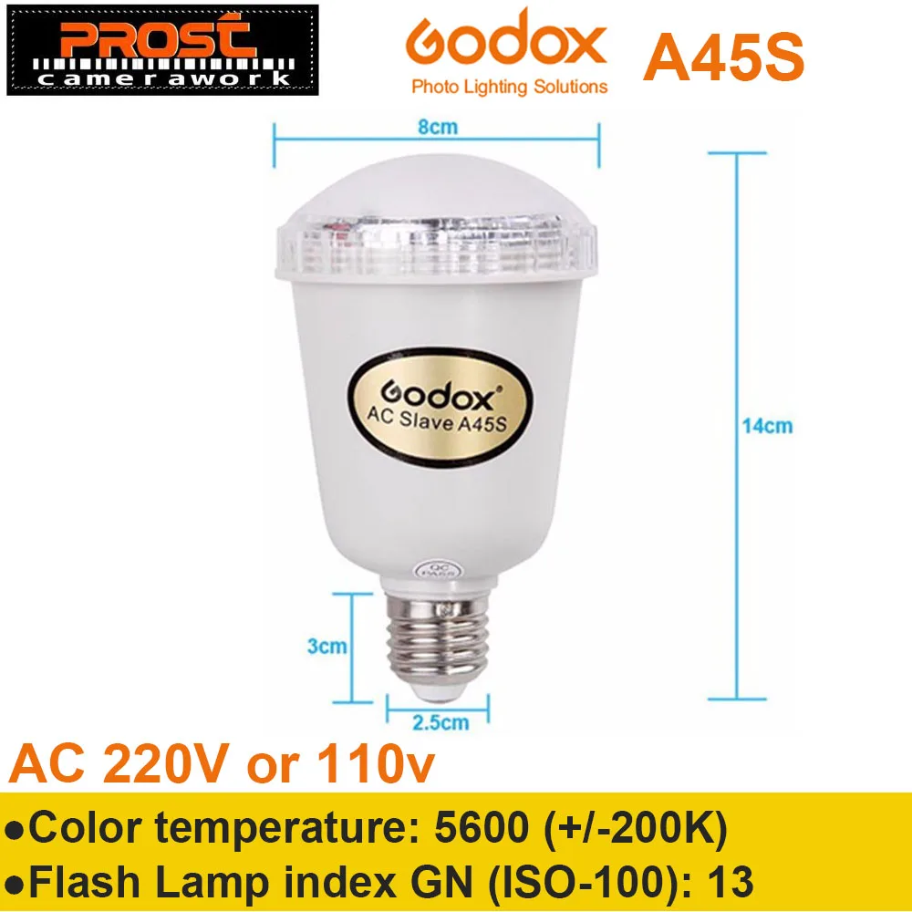 Godox A45S студия E27 винт AC Slave Студия Вспышка стробоскоп светильник