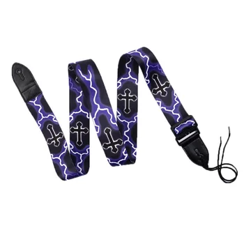 

Acoustic Guitar Strap Personalized Lightning Cross Section Printing Guitar Straps Cross For Guitar Bass Electric Guitar