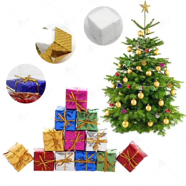 zljq 12pcs small christmas tree gift box bag foil foam hanging