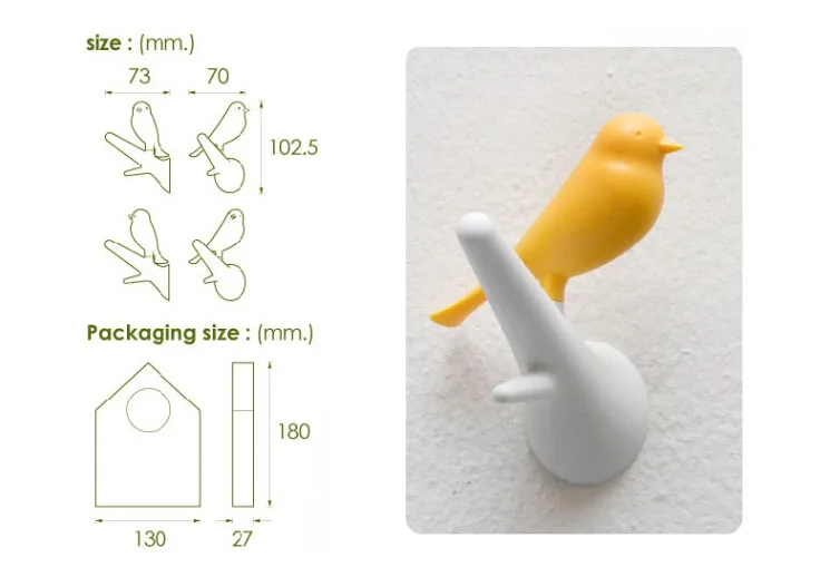Птицы Dopple Воробей крючок хранение дома организации одежды крючки шкаф хранения вешалки одежда и шляпа крюк