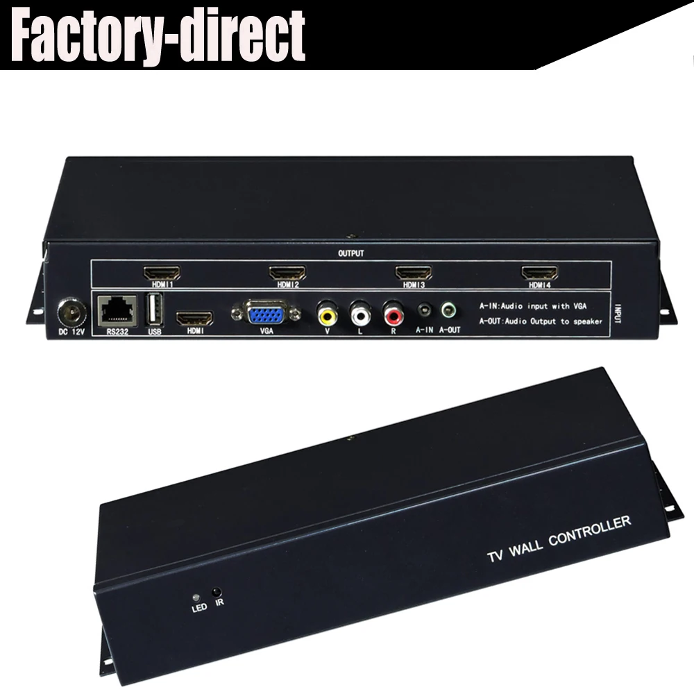 2x2 Video Wall Controller USB/HDMI/VGA/AV TV processor 4 TV shows a screen splicing For LED/LCD Display цена 2x2 Video Wall Controller USB/HDMI/VGA/AV TV processor 4 TV shows a screen splicing For LED/LCD Display цены онлайн