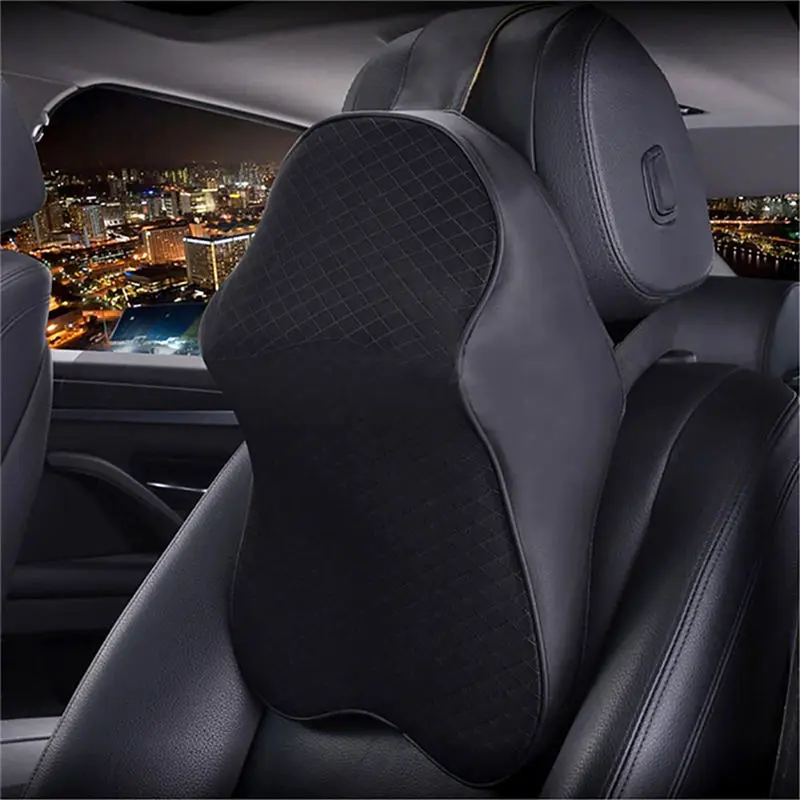 1pc Polyester Car Seat Memory Foam Headrest Pad Pillow Neck Support