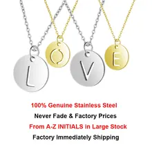 Lettera personalizzata Collana Nome Iniziale Genuino di 100% In Acciaio Inox di Gioielli In Oro e Argento Accessori Fidanzata Regalo(China)