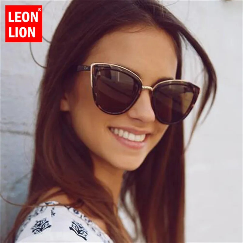 Солнечные очки LeonLion в металлической оправе UV400 женские зеркальные модные