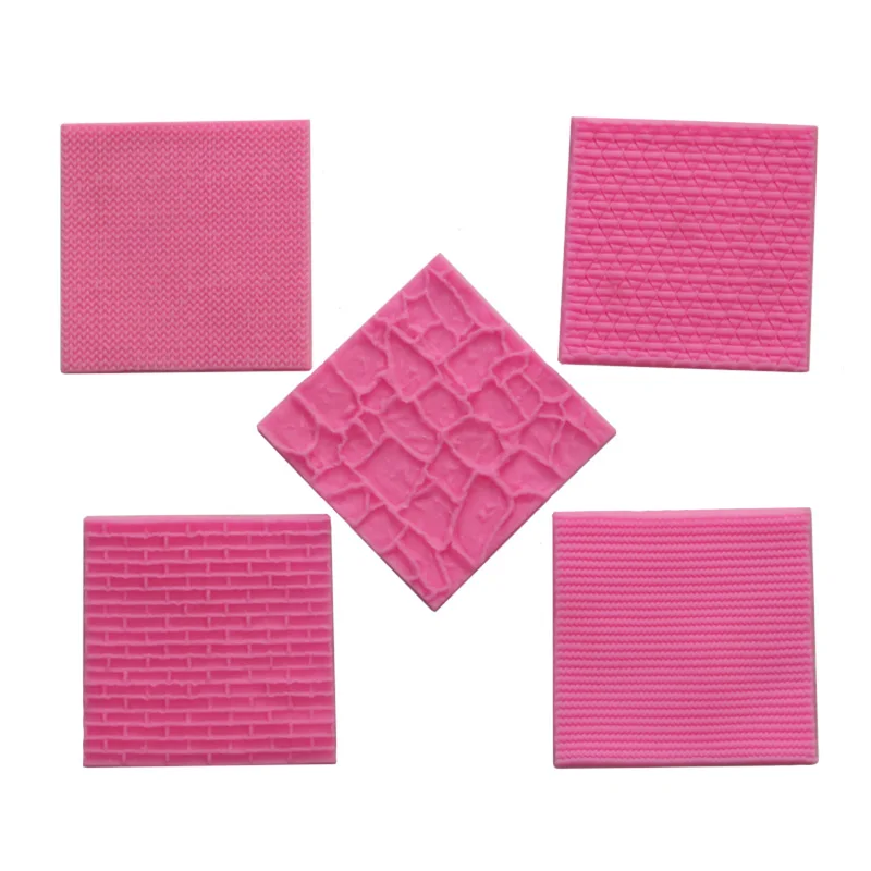 

Sweater Fabric Knitting Texture Bark bricks Silicone mold Fondant Cake gumpaste Biscuits Embossed Pad Decorating Lace Mat Tool