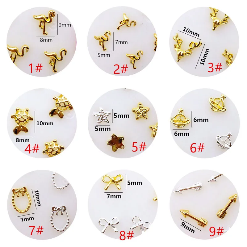 

50pcs/pack Japan 3D Nail Art Decoration Metal Nail Accessories Kawaii Star Arrow Nail Deco Parts DIY Charm Alloy Nail Supplies