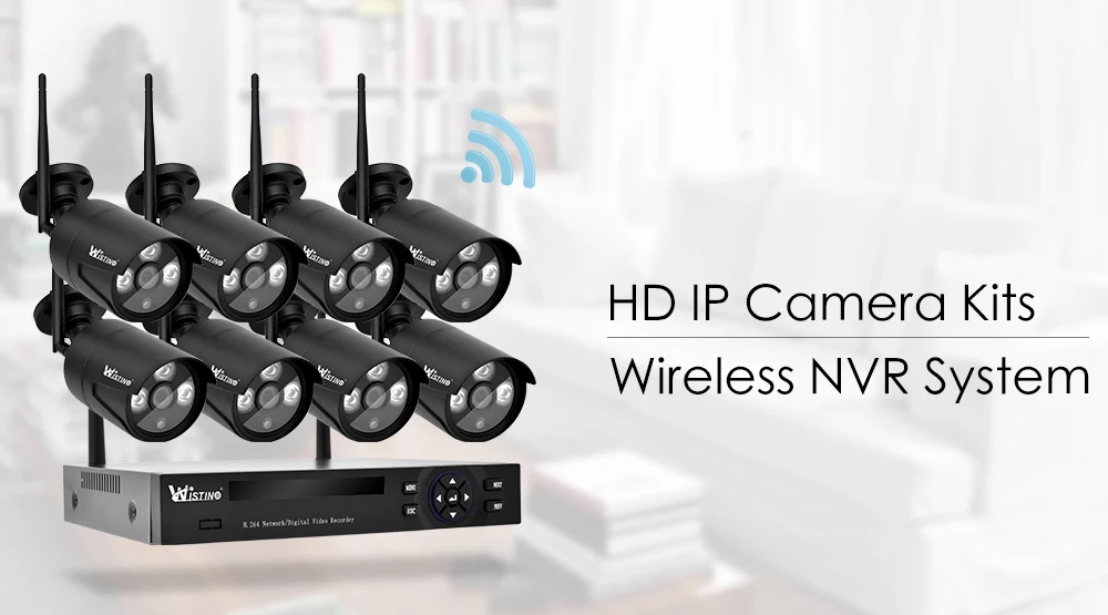 Wistino 4CH Wireless IP Camera NVR Kits 720P CCTV Security System Wifi Cameras XMEye Outdoor Waterproof Surveillance Kit Night Vision (1)