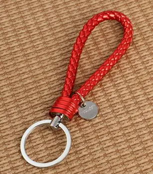 

60 pcs/lot Hot Sales Colorful Handmade braid PU Leather Keychain Fashion Keyring Key Chain Men Women Gift Wholesale