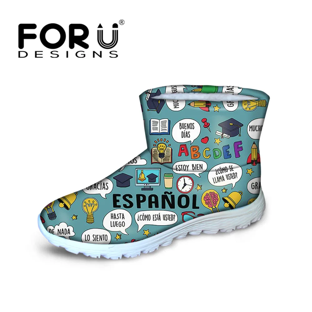 Женские зимние ботинки на меху FORUDESIGNS с 3d изображением испанского мультфильма