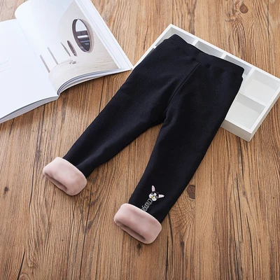 Зимние теплые вельветовые штаны для малышей Детские брюки плотные тонкие Серебристые бархатные леггинсы для девочек - Color: Black