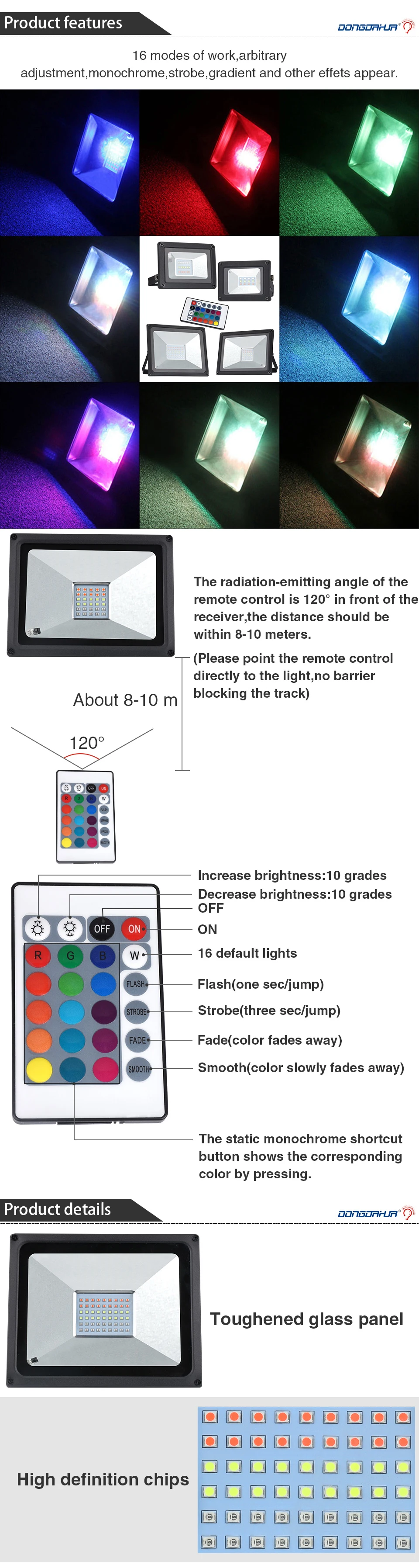 Inundação ao ar Água ao ar Levou Holofotes Livre Rgb Luz Led Cor Mudar Refletor 10 w 20 w 30 w 50 w à Prova d' Livre Jardim Holofote 220 v 5 ddh-????