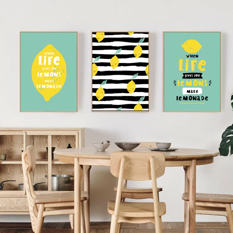 

Modern Life Quotes Kitchen Decor Lemon Pictures Canvas Paintings Wall Art Pictures for Living Room Home Decorations