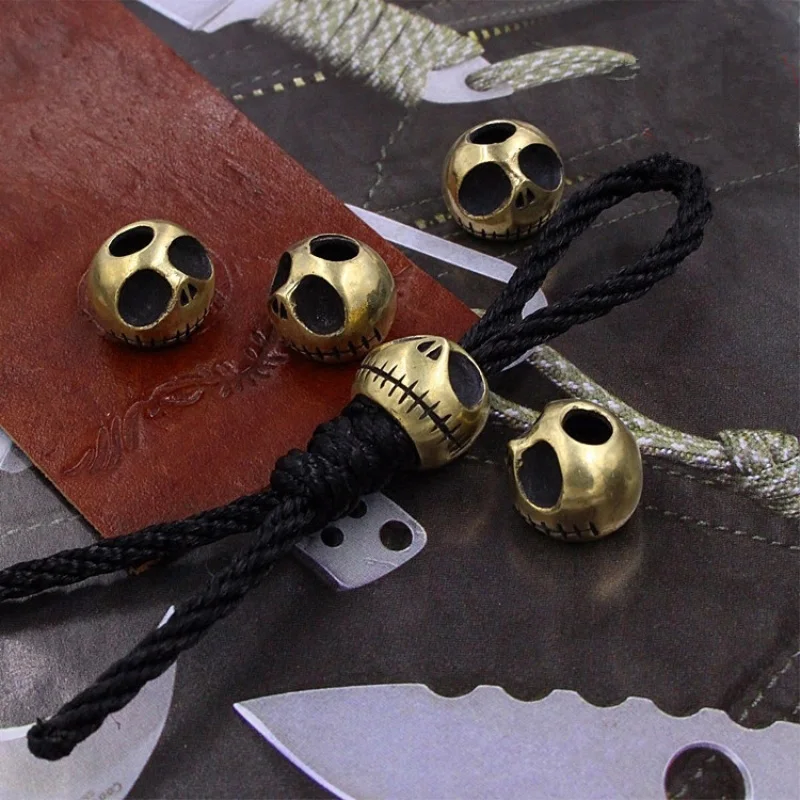1 шт. EDC Хэллоуин латунный тыквенный нож бисер персональный череп брелок для ключей с бусинами подвеска веревка бусы на веревочке аксессуары