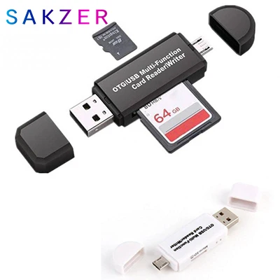 

Micro USB & USB 3 In 1 OTG Card Reader High-speed USB2.0 Universal OTG TF/SD for Android Computer Extension Headers