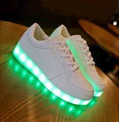 LED Обувь для детей Мода Световой Спортивная обувь для мальчиков и девочек зарядка через USB Light Up Kids светящиеся неоновой подсветкой Обувь