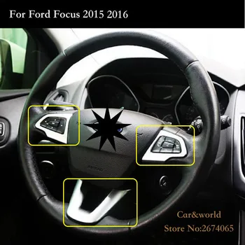 

For Ford Focus 3 Steering wheel cover Trim interior frame decoration ABS Chrome Sticker 2015 2016 2017 Car-styling Accessories