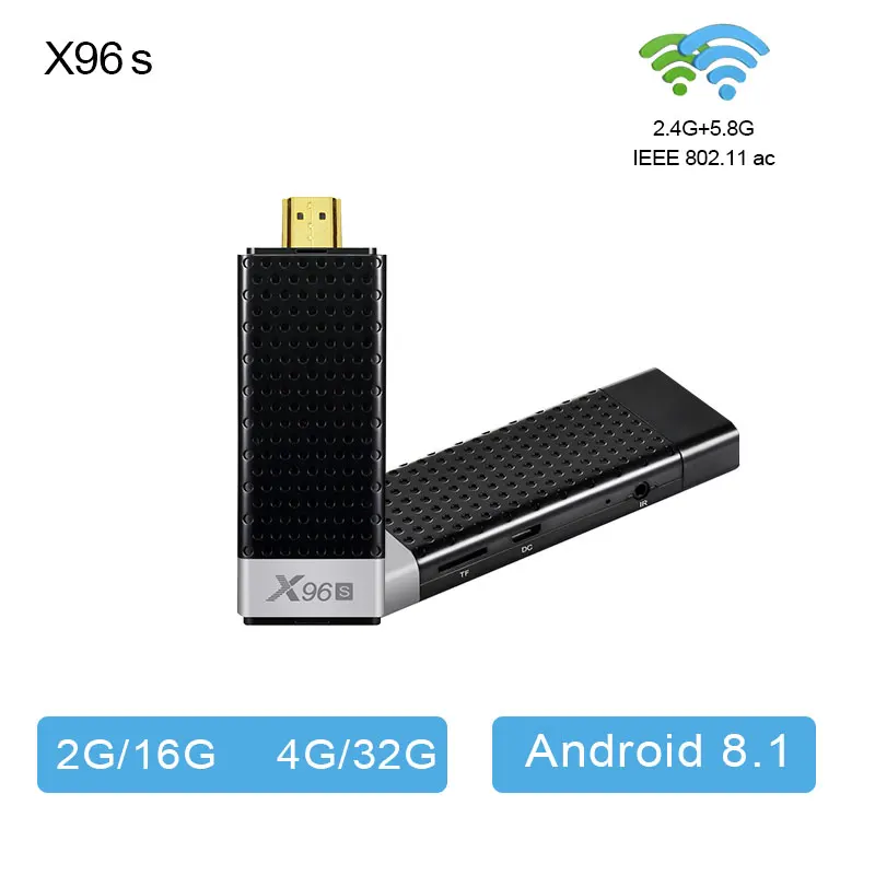 X96S Android 8,1 ТВ-приставка Amlogic S905Y2 DDR4 4 ГБ 32 ГБ Smart 4K tv Stick 5G WiFi Bluetooth 4,2 tv Dongle медиаплеер PK MI Box