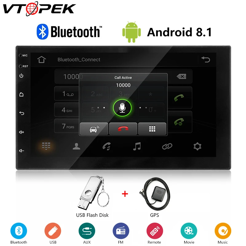 Vtopek 2 din 7 &quotавтомобильный Радио Android мультимедиа плеер с сенсорным экраном Bluetooth