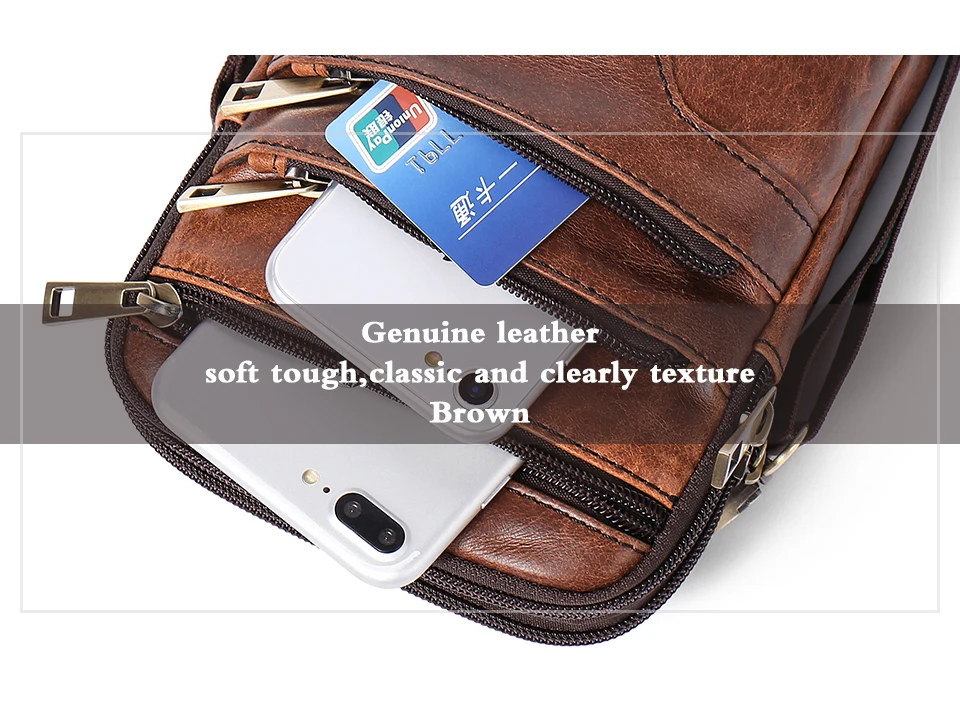 Messenger Bag Men Waist Pack Genuine Leather Men's Shoulder Crossbody Bags For Men Belt Bag (6)
