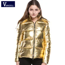 Women Winter Jackets Short warm coat Gold metal color bread style 2017 New ladies parka winterjas dames abrigos mujer invierno