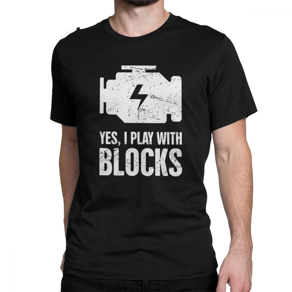 Мужские футболки Yes I Play With Blocks Mechanic одежда из чистого хлопка с машинками