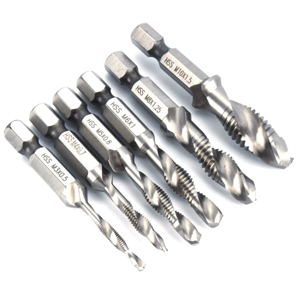 HSS Drill and Tap Bits 1/4" Hex Shank Metric Thread M-3/M-4/M5/M6/M8/M-10 P0B1 HSS Drill and Tap Bits 1/4" Hex Shank Metric Thread M-3/M-4/M5/M6/M8/M-10 P0B1
