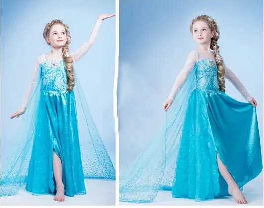 Детские платья для девочек платье принцессы для косплея Снежной Королевы для маленьких девочек Детские праздничные платья на Рождество для детей от 3 до 10 лет