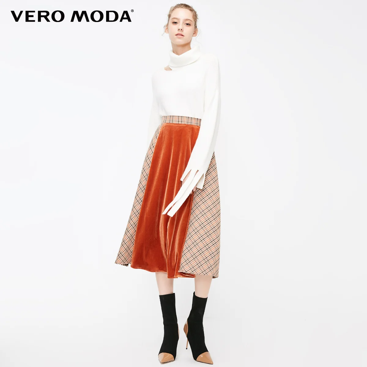 Vero Moda Новая женская клетчатая юбка со средней посадкой | 318416517