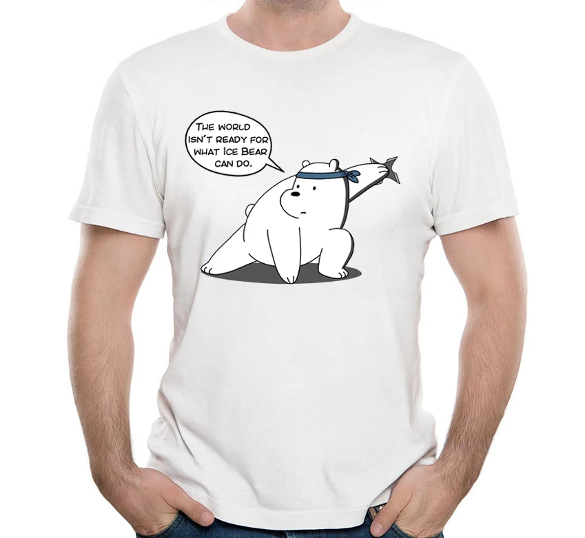 

Ice Bear We Bare Bears Cartoon T shirt Novelty Men's Short Sleeve Funny Bear Design Tee cool boy Tops Man t shirt home