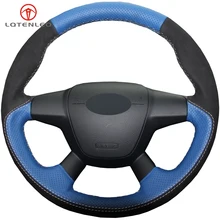 LQTENLEO синяя кожа черная замша DIY крышка рулевого колеса автомобиля для Ford Focus 3 2011- KUGA Escape 2013- C-MAX 2011