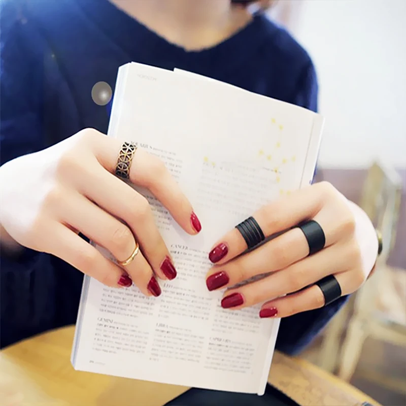

3PCS/Set Adjustable Hot Sale Wedding 2018 New Arrival Beautiful Party Allergy Free Seaside Gifts Graceful Unique Black Ring Set