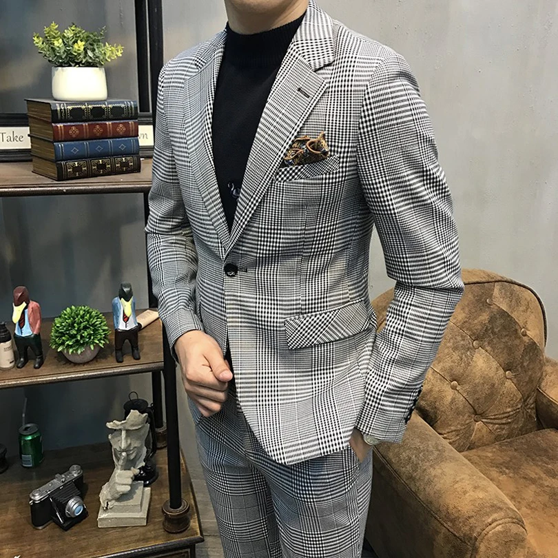 Abruzzomaster Hahnentritt Uberprufen Manner Anzuge 2 Stuck Hahnentritt Plaid Anzug Nach Mass Mann Anzug Hahnentritt Mann Blazer Hochzeit Massgeschneiderte Anzuge Aliexpress