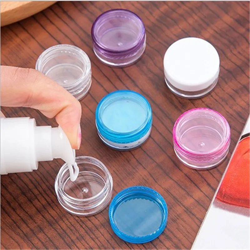 

2 Pcs/Set Plastic Reusable Cosmetics Jar Pot Portable Makeup Face Cream Eyeshadow Lip Balm Sample Container 3g/5g Free Shipping
