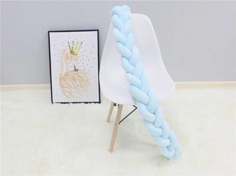 Long knotted braid pillow new nordic style woven long knot ball baby bed bumper newborns crib room decorative pillows kids stuff