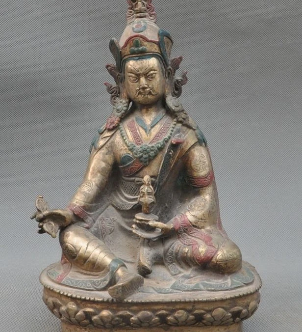

Old Tibet Buddhism Fane Silver Phurpa Padmasambhava Guru Rinpoche Buddha Statue