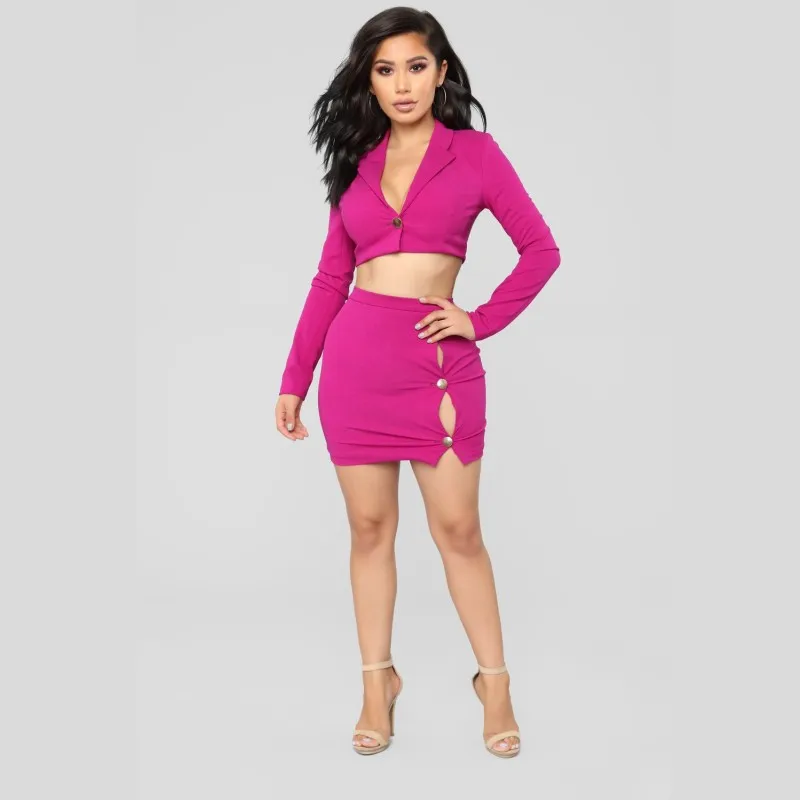 cropped blazer and mini skirt set