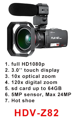 Max 24mp 5.1MP CMOS Цифровая видеокамера HDV-Z20 3," сенсорный ЖК-дисплей HD 1080P HDV профессиональная видеокамера с цифровым зумом 16X