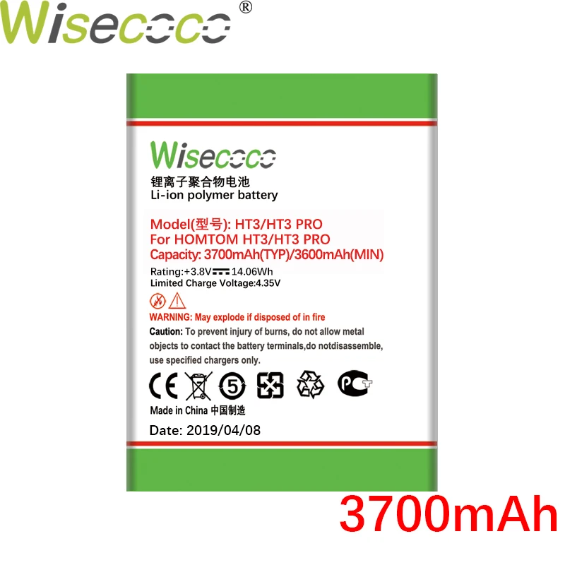 

Wisecoco HT3 3700mAh Newly Produced High Quality Battery For Homtom HT3 HT 3 Pro Phone Battery Replacement + Tracking Number
