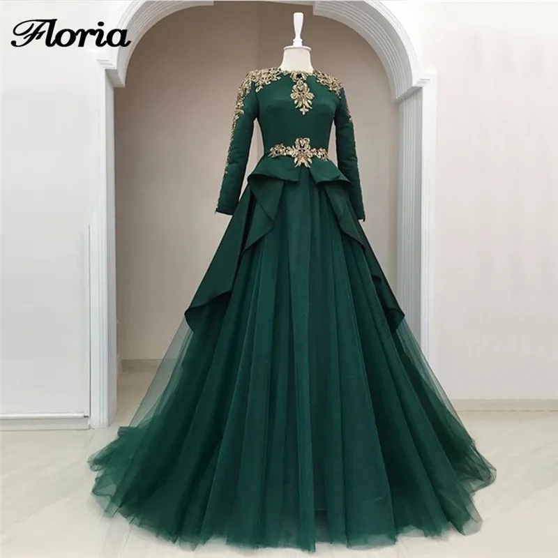 Мусульманские зеленые Формальные Вечерние платья Robe de soiree Турецкий Арабский