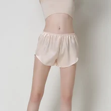 Женские сексуальные шорты с эластичными лентами, атласные женские пижамы, женское белье, бежевый, черный цвет, домашняя одежда, ночное белье