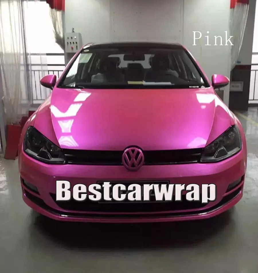 candy pink glossy car wrap film (4)