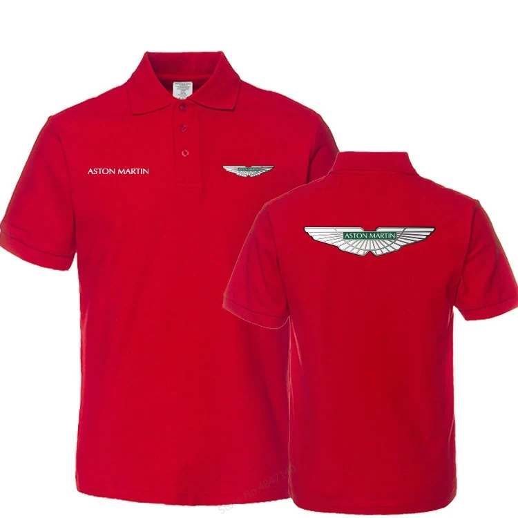 Летняя брендовая мужская хлопковая рубашка поло с отложным воротником Aston Martin, деловые топы, рубашки поло - Цвет: 15