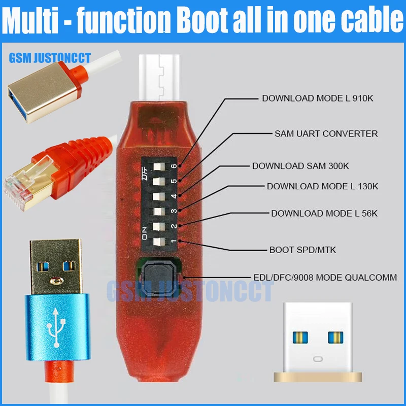 Все загрузочный кабель(легкое переключение) Micro USB RJ45 все в одном многофункциональный загрузочный кабель edl