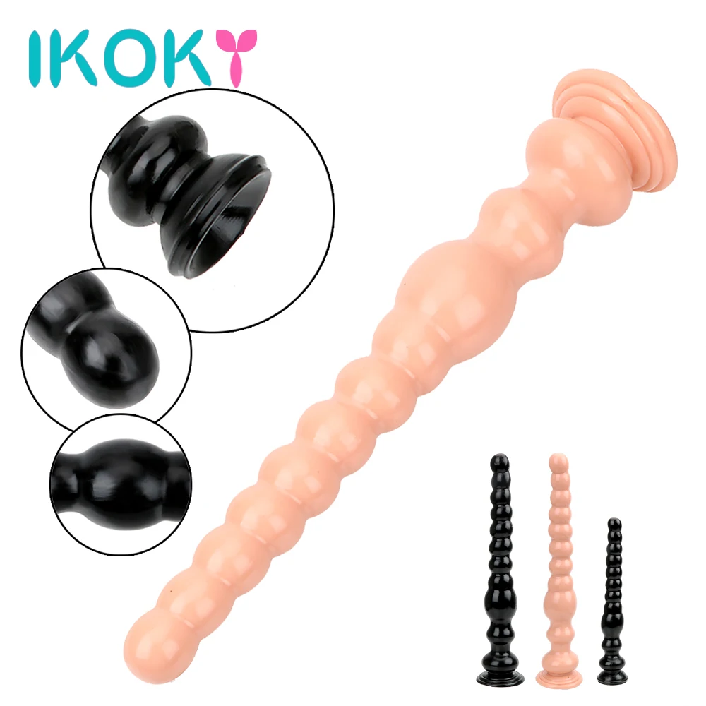 IKOKY Long Anal Plug Large font b Dildo b font With Suction Cup Butt Plug Anus