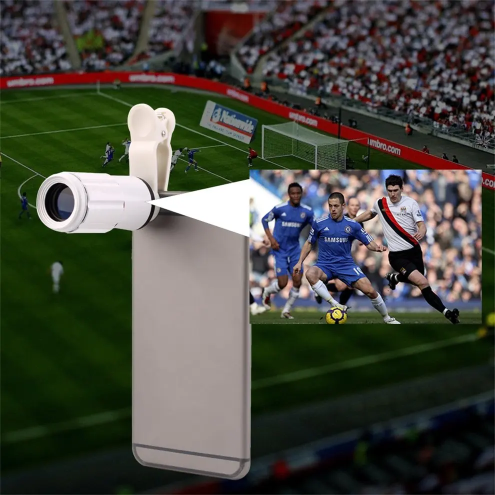 

2pcs/lot White Universal 8X-18X Optical Mobile Phone Telescope Telephoto Camera Len+Clip