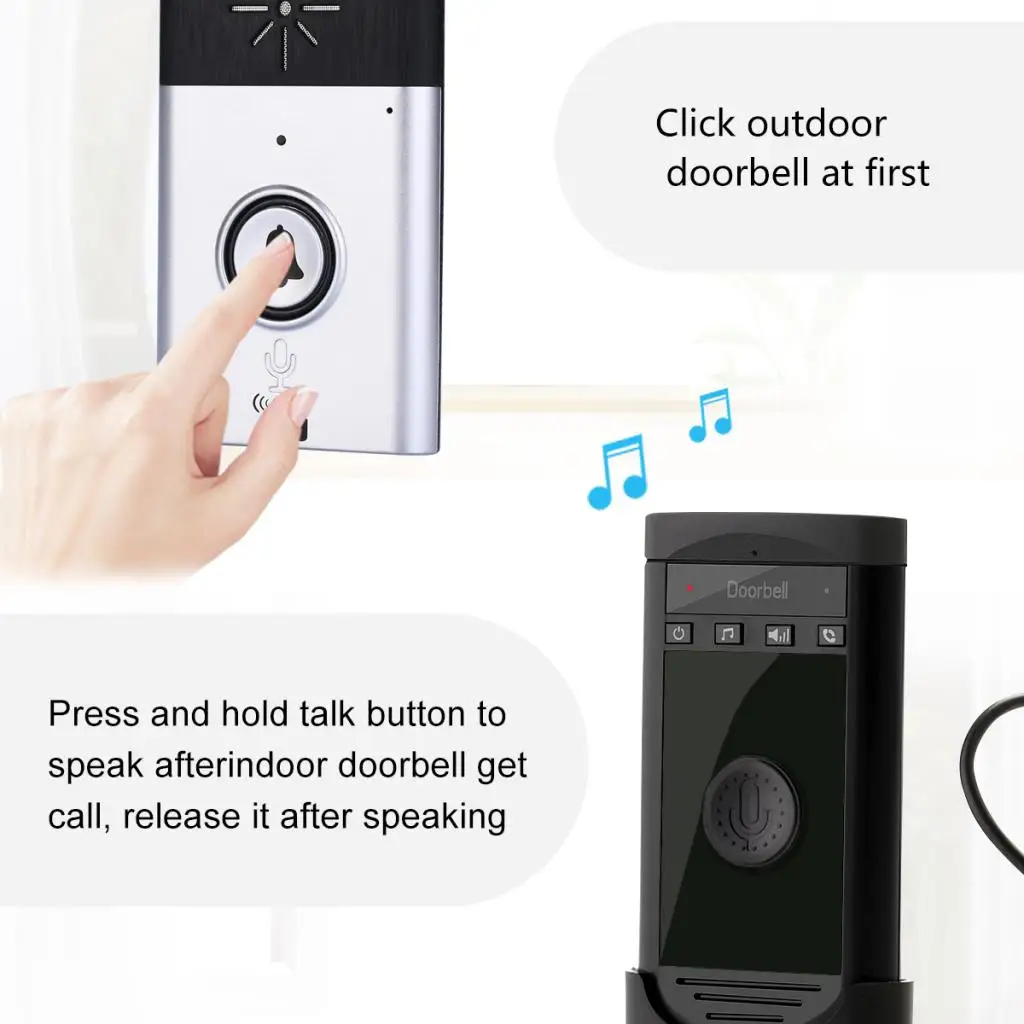 

Wireless Doorbell 200M Remote Control Voice Intercom Smart Door Bell Chime 1 Transmitter+2 Receiver Silver