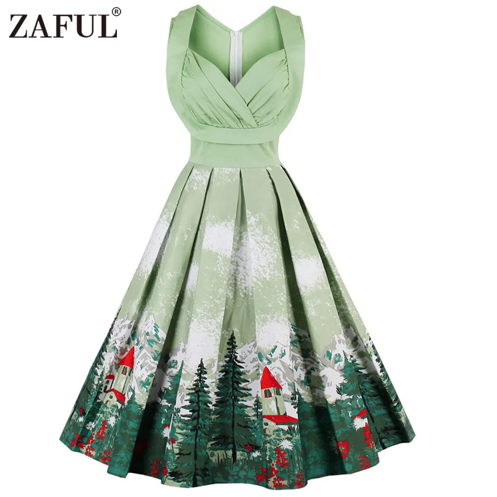 zaful cute christmas print women vintage dresses floral china patterns christmas